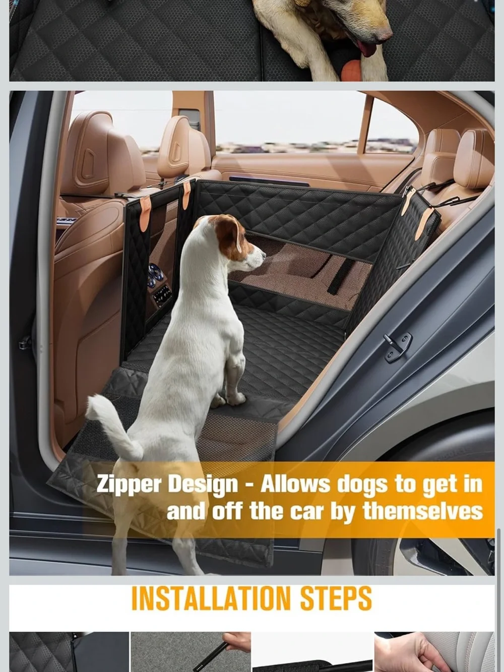 Black Quilted Dog Car Seat Cover & Travel Crate - Durable Pet Booster